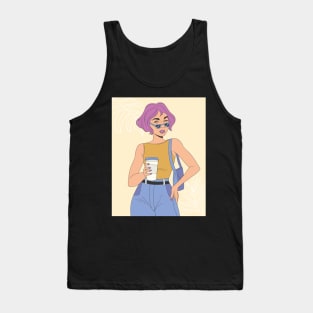 Cool girl with a coffee Tank Top
